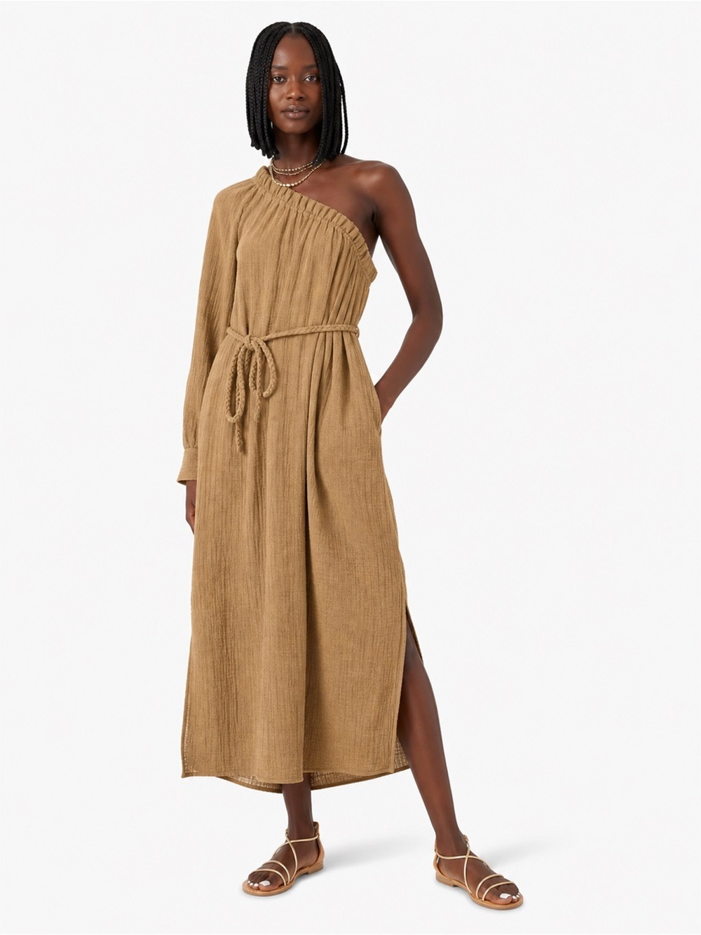 NWT - XiRENA - Aveline Cotton Tie-Waist Dress - Goldfield